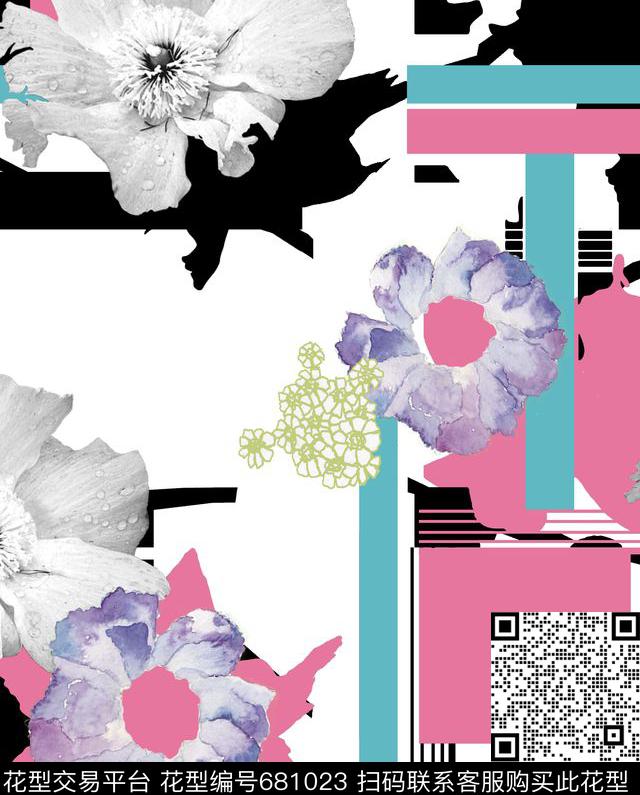 H-226.jpg - 681023 - 花卉 花朵 苏格兰格 - 数码印花花型 － 女装花型设计 － 瓦栏