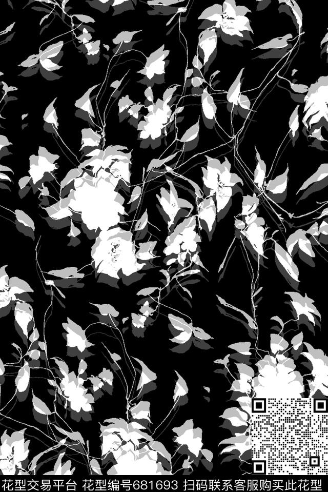 花卉抽象、3D印花数码印花花型下载（图片编号: 681693） - 瓦栏（Walan）