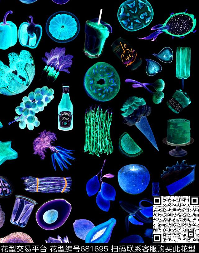 水果趣味数码印花花型下载（图片编号: 681695） - 瓦栏（Walan）
