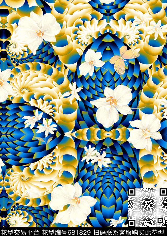 抽象几何体力数码印花花型下载（图片编号: 681829） - 瓦栏（Walan）