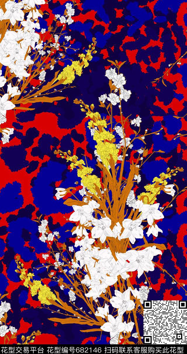 豹纹动物纹加花卉-0802.jpg - 682146 - 花卉 暗纹豹纹 动物纹 - 数码印花花型 － 女装花型设计 － 瓦栏
