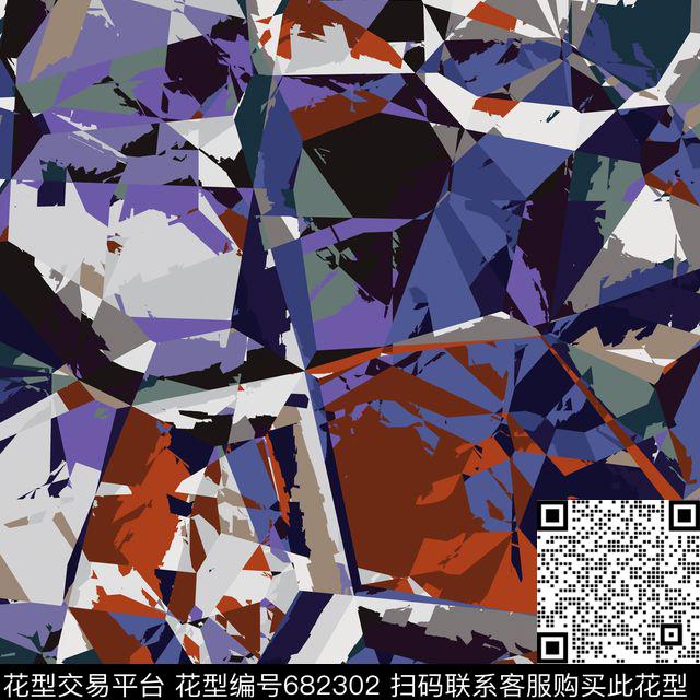 时尚抽象不规则几何传统印花花型下载（图片编号: 682302） - 瓦栏（Walan）