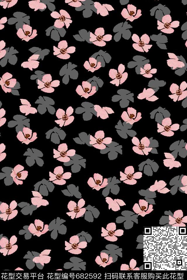 兰花手绘小碎花数码印花花型下载（图片编号: 682592） - 瓦栏（Walan）