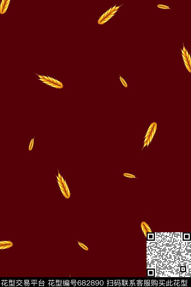 麦穗男装女装数码印花花型下载（图片编号: 682890） - 瓦栏（Walan）