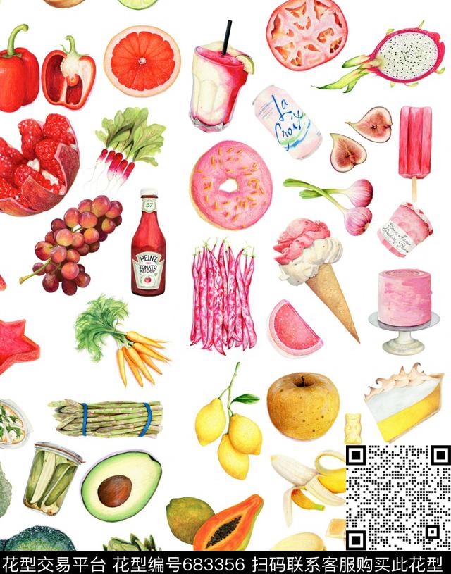 水果趣味生活数码印花花型下载（图片编号: 683356） - 瓦栏（Walan）