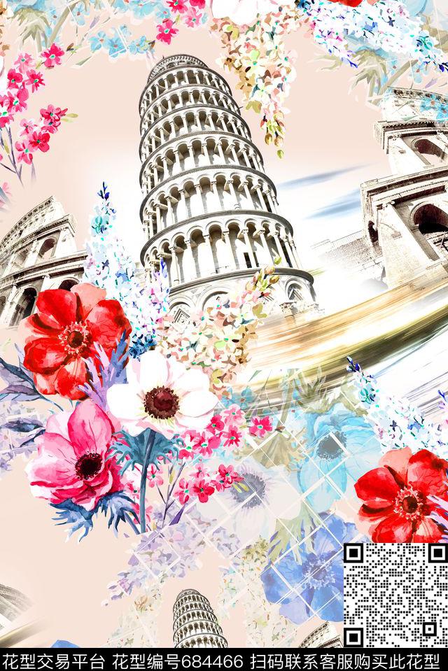 女装春夏建筑数码印花花型下载（图片编号: 684466） - 瓦栏（Walan）