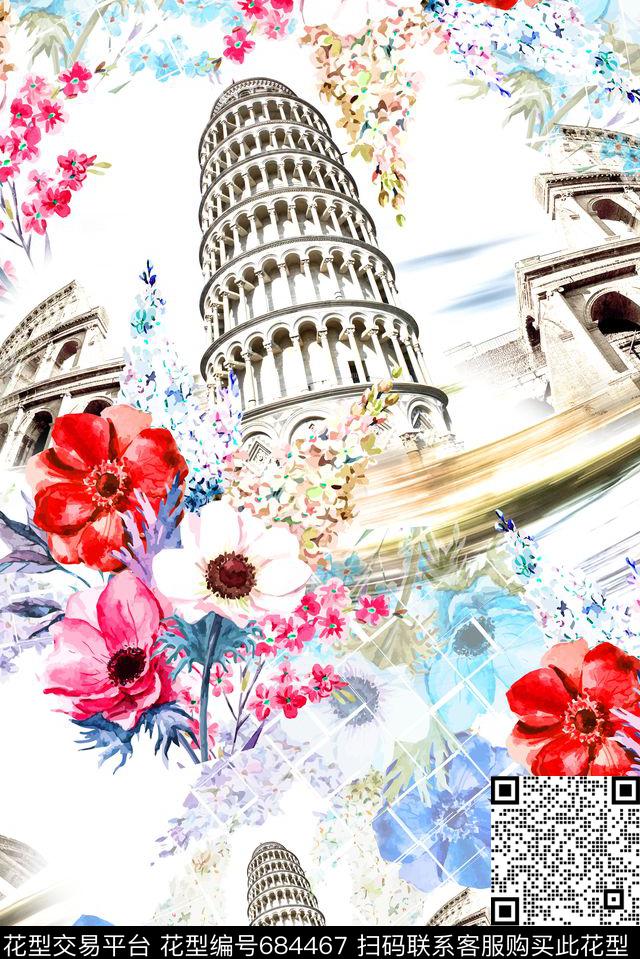 女装春夏建筑数码印花花型下载（图片编号: 684467） - 瓦栏（Walan）