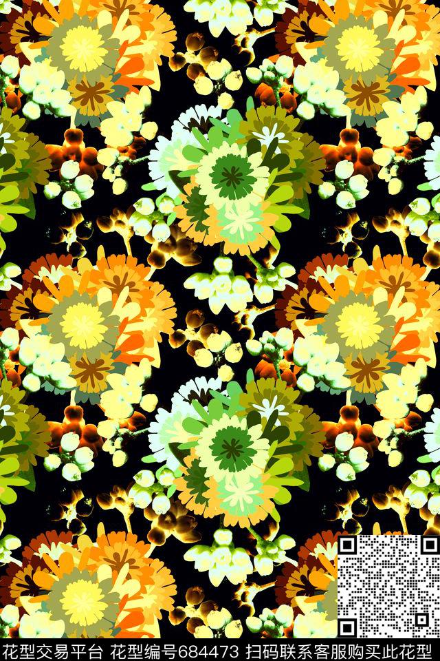 时尚花纹休闲田园风苏格兰格数码印花花型下载（图片编号: 684473） - 瓦栏（Walan）