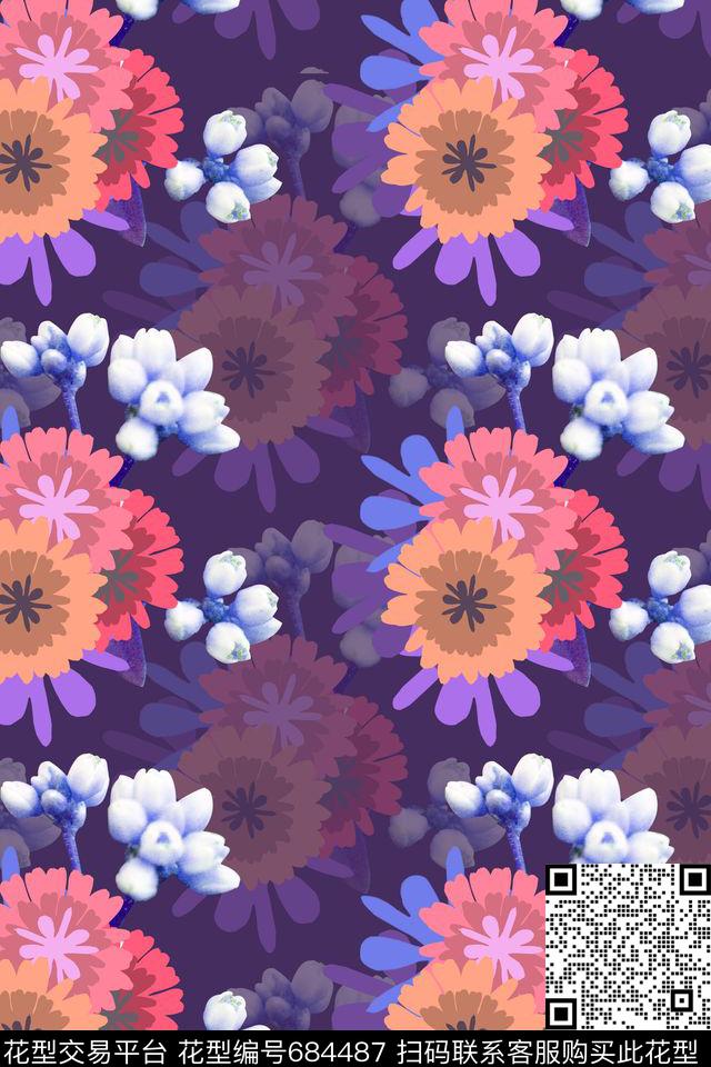 民族风花卉时尚花纹数码印花花型下载（图片编号: 684487） - 瓦栏（Walan）