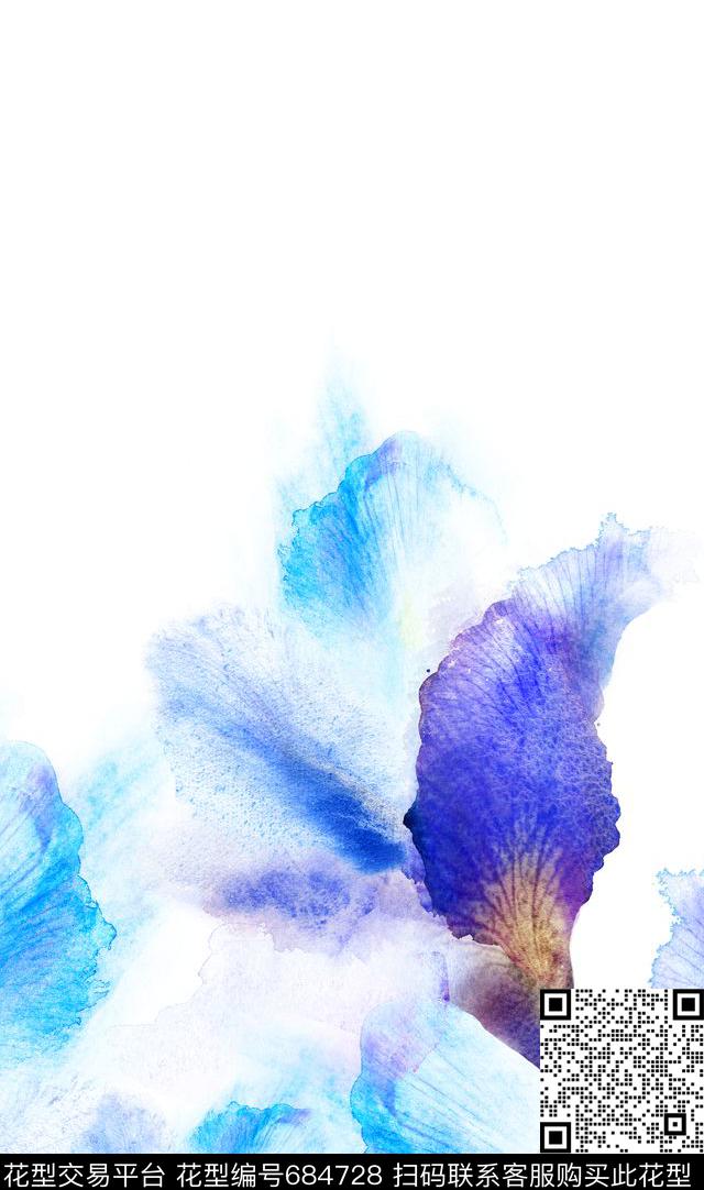 定位水彩花卉数码印花花型下载（图片编号: 684728） - 瓦栏（Walan）
