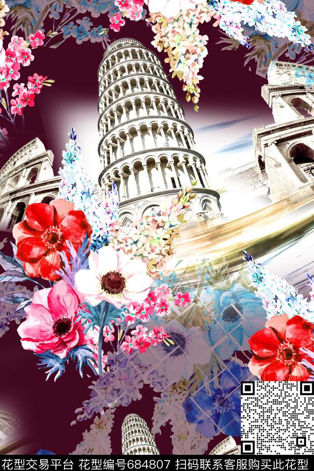 女装春夏建筑数码印花花型下载（图片编号: 684807） - 瓦栏（Walan）