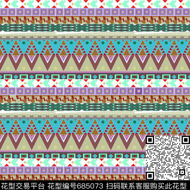彩1.jpg - 685073 - 不规则几何 中国风 民族风 - 传统印花花型 － 床品花型设计 － 瓦栏
