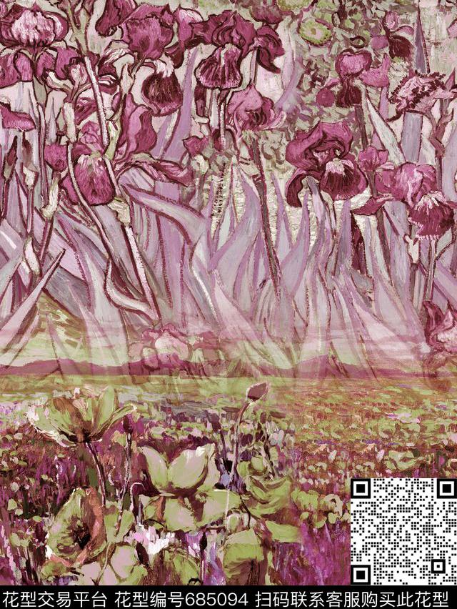 20168-5-3b.jpg - 685094 - 风景 手绘油画风景 漂亮复古花卉 - 数码印花花型 － 女装花型设计 － 瓦栏