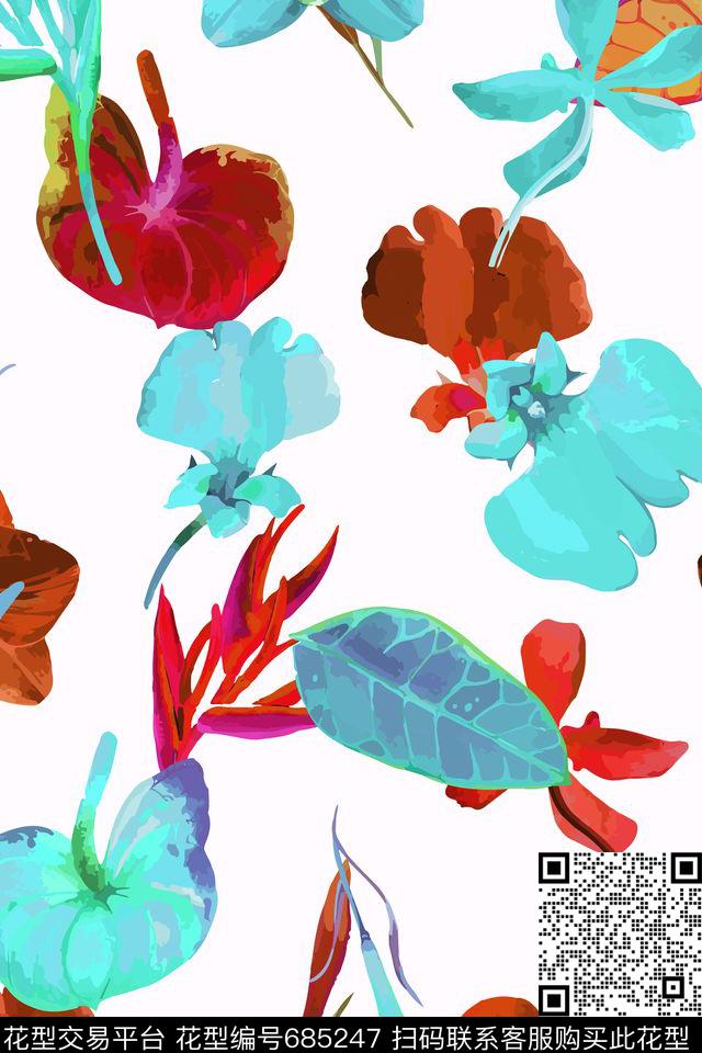 SAW8002-4.jpg - 685247 - 花卉 热带 叶子 - 数码印花花型 － 男装花型设计 － 瓦栏