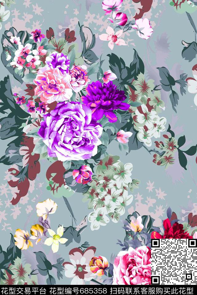 201606046zq.jpg - 685358 - 乱花 手绘 花卉 - 数码印花花型 － 女装花型设计 － 瓦栏