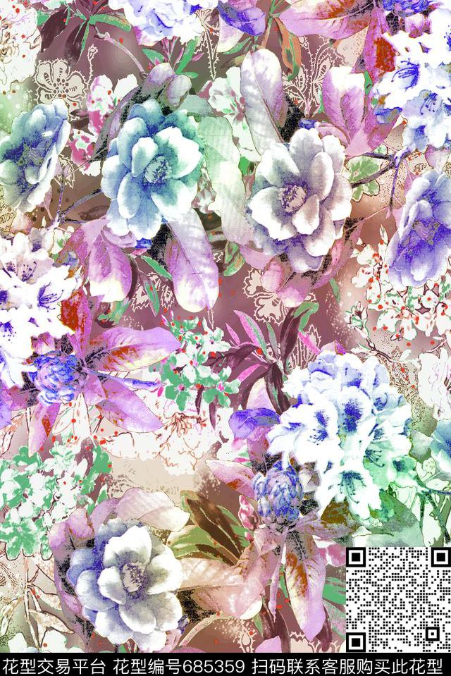 201606047zq.jpg - 685359 - 乱花 手绘 花卉 - 数码印花花型 － 女装花型设计 － 瓦栏