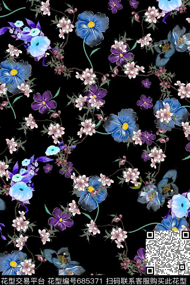 2016070010zq.jpg - 685371 - 乱花 手绘 花卉 - 数码印花花型 － 女装花型设计 － 瓦栏