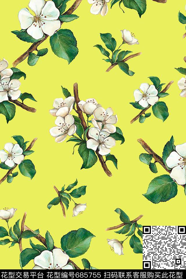 花卉小清新小碎花数码印花花型下载（图片编号: 685755） - 瓦栏（Walan）