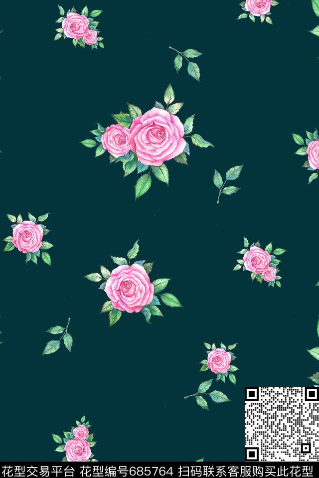 花卉泳装小清新数码印花花型下载（图片编号: 685764） - 瓦栏（Walan）
