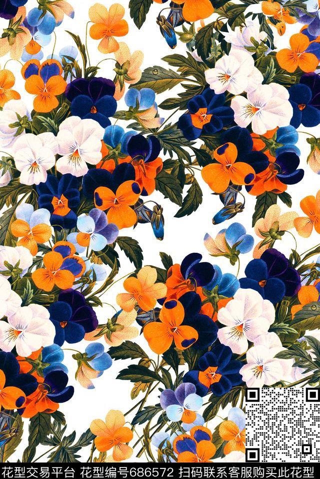 小清新花卉女装数码印花花型下载（图片编号: 686572） - 瓦栏（Walan）