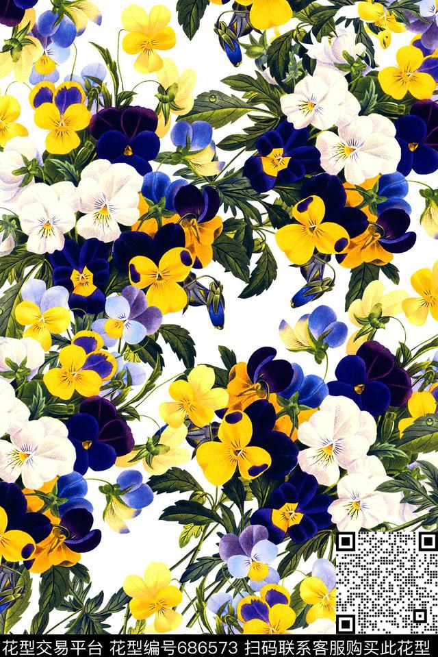 小清新花卉女装数码印花花型下载（图片编号: 686573） - 瓦栏（Walan）