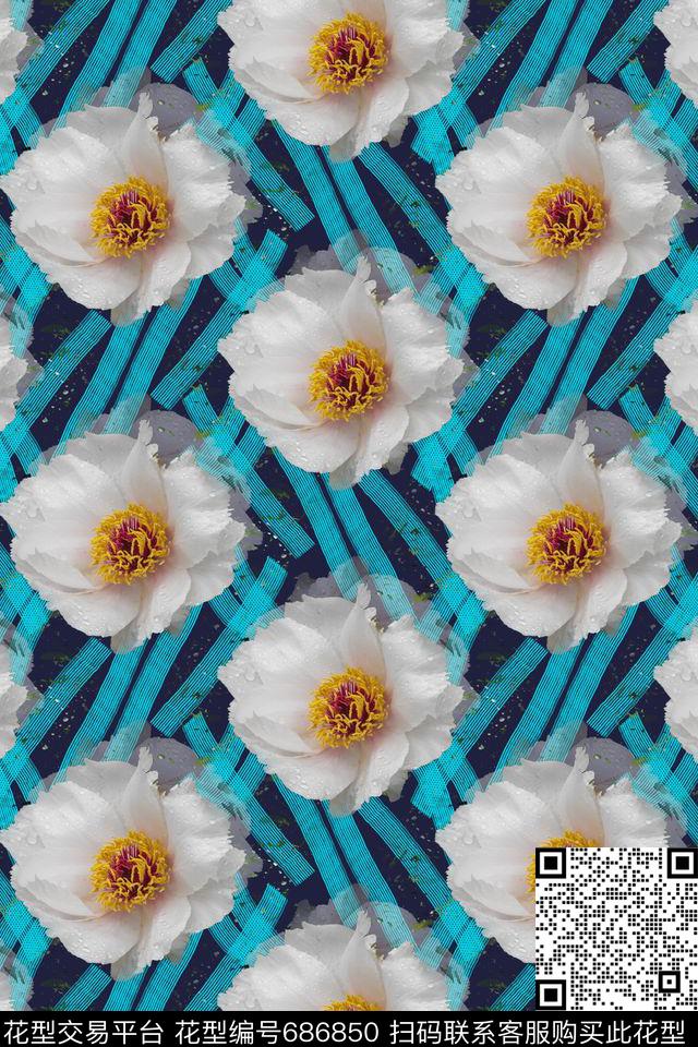 组合花卉植物花卉花卉写真数码印花花型下载（图片编号: 686850） - 瓦栏（Walan）