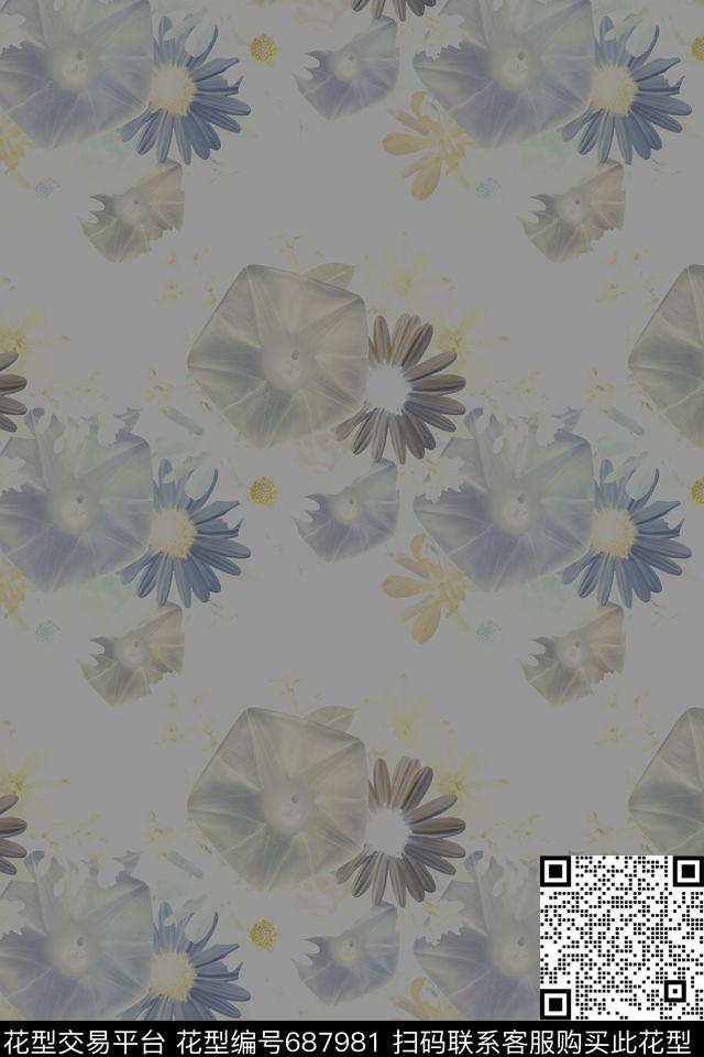 时尚花卉墙纸沙发布数码印花花型下载（图片编号: 687981） - 瓦栏（Walan）