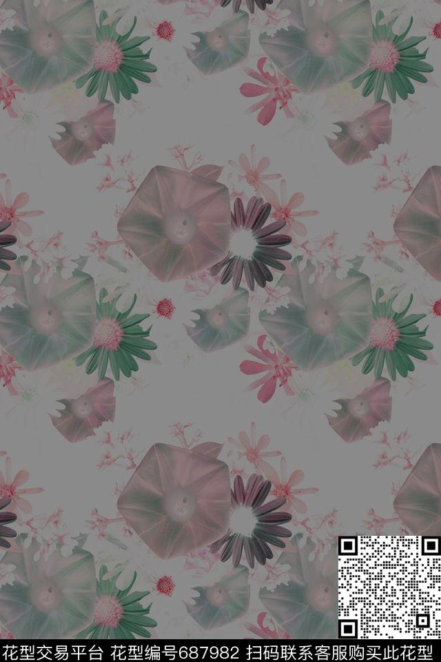 时尚花卉墙纸沙发布数码印花花型下载（图片编号: 687982） - 瓦栏（Walan）