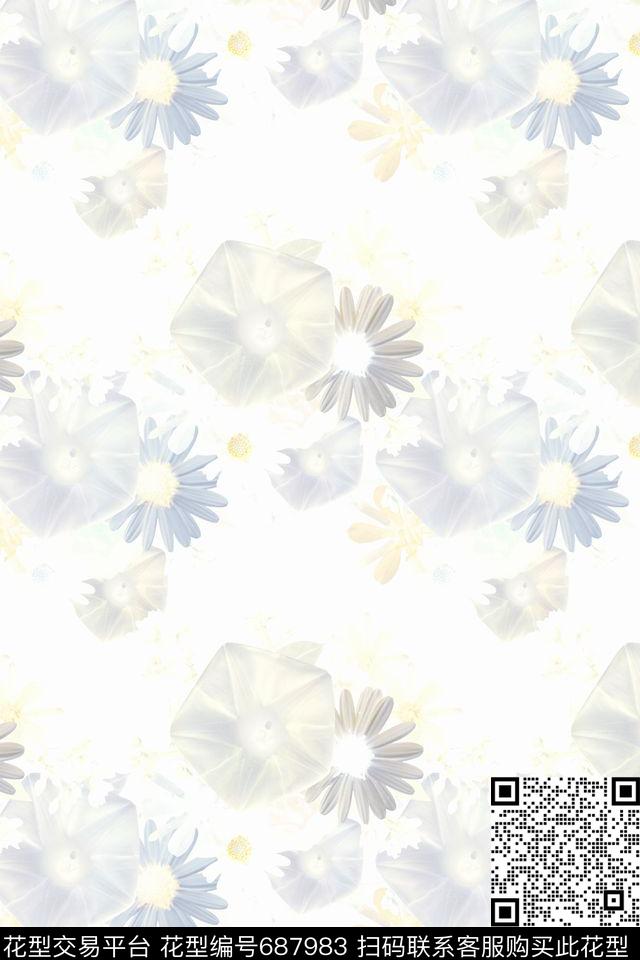 时尚花卉墙纸沙发布数码印花花型下载（图片编号: 687983） - 瓦栏（Walan）