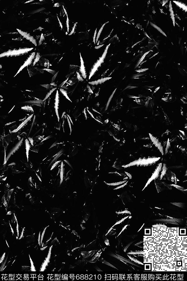 男装叶子商务休闲数码印花花型下载（图片编号: 688210） - 瓦栏（Walan）