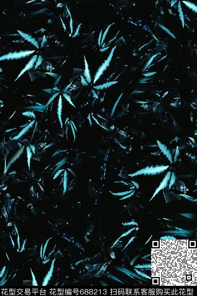 男装叶子商务休闲数码印花花型下载（图片编号: 688213） - 瓦栏（Walan）