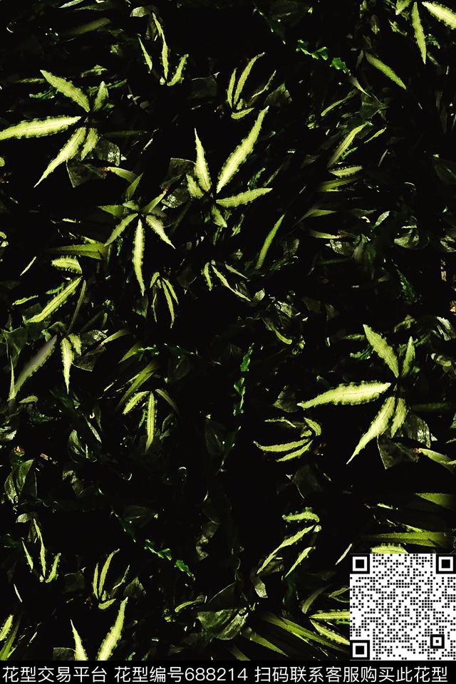 男装叶子商务休闲数码印花花型下载（图片编号: 688214） - 瓦栏（Walan）