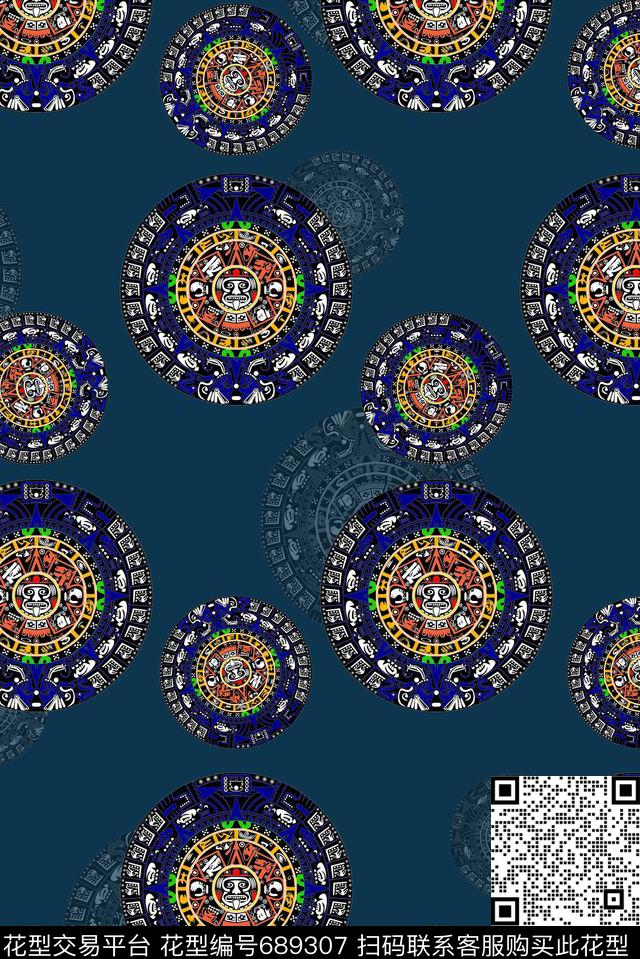 男装商务休闲图腾数码印花花型下载（图片编号: 689307） - 瓦栏（Walan）