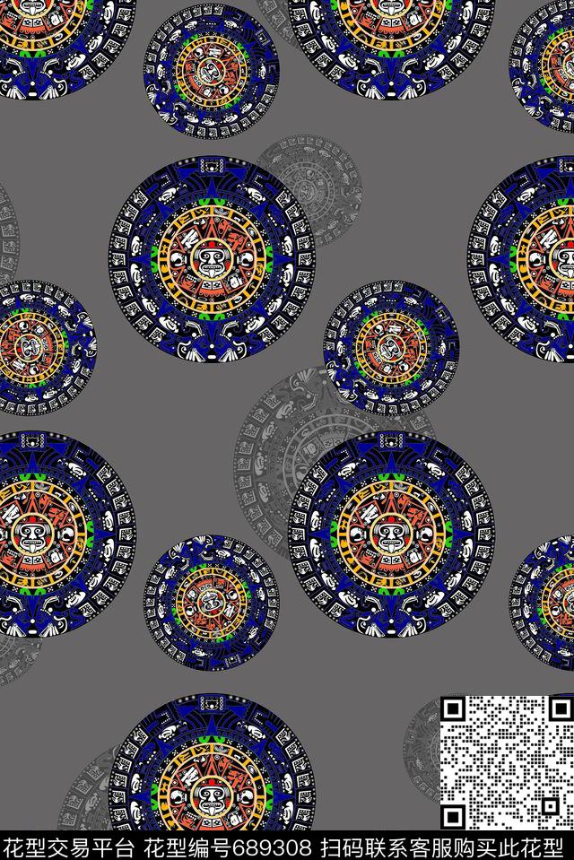 男装商务休闲图腾数码印花花型下载（图片编号: 689308） - 瓦栏（Walan）