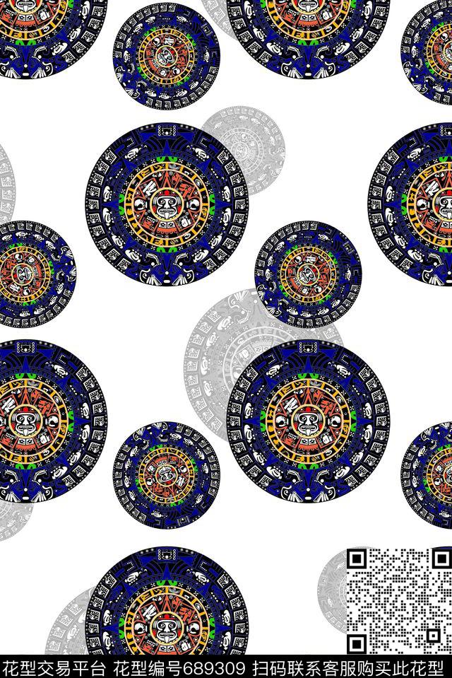 男装商务休闲图腾数码印花花型下载（图片编号: 689309） - 瓦栏（Walan）