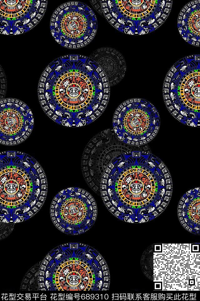 男装商务休闲图腾数码印花花型下载（图片编号: 689310） - 瓦栏（Walan）