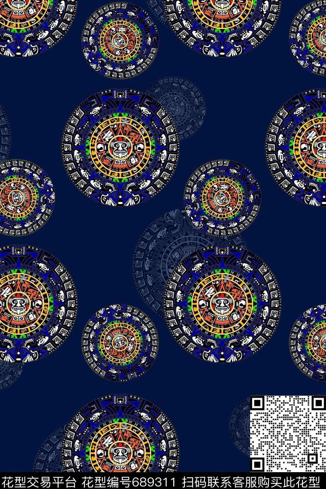 男装商务休闲图腾数码印花花型下载（图片编号: 689311） - 瓦栏（Walan）