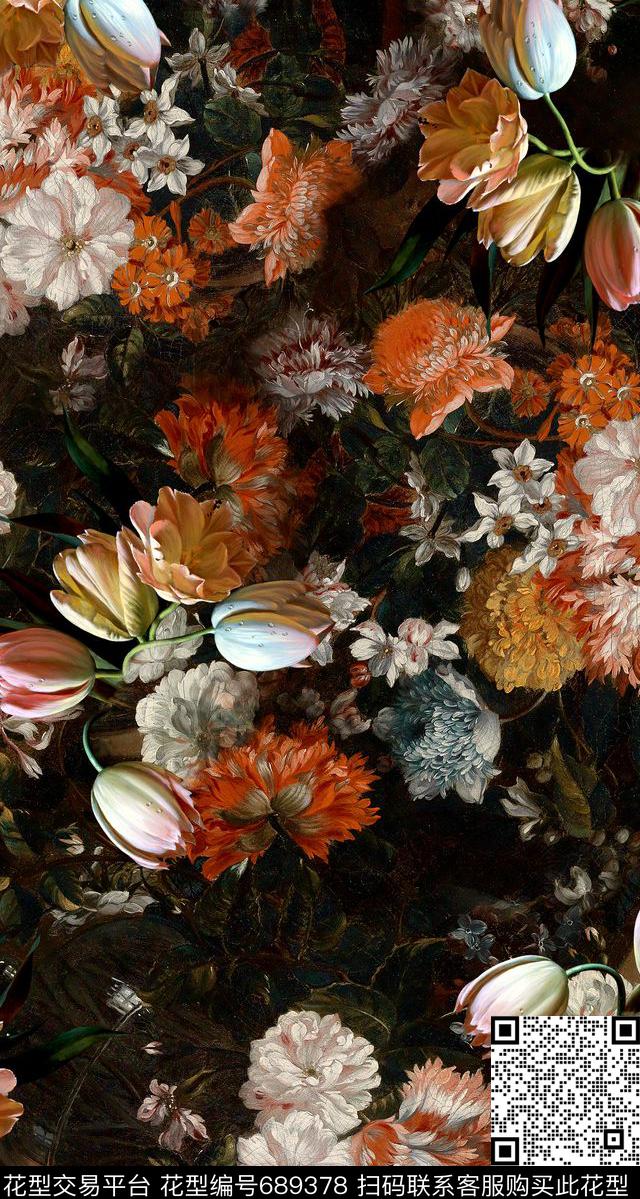 20160810b.jpg - 689378 - 油画花卉 花卉组合 复古油画 - 数码印花花型 － 女装花型设计 － 瓦栏