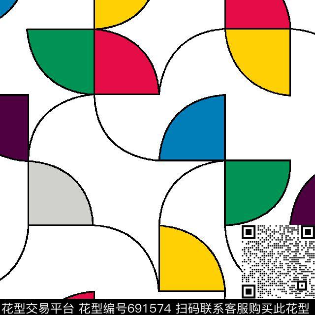 18-2.tif - 691574 - 线条 几何 七彩 - 传统印花花型 － 女装花型设计 － 瓦栏
