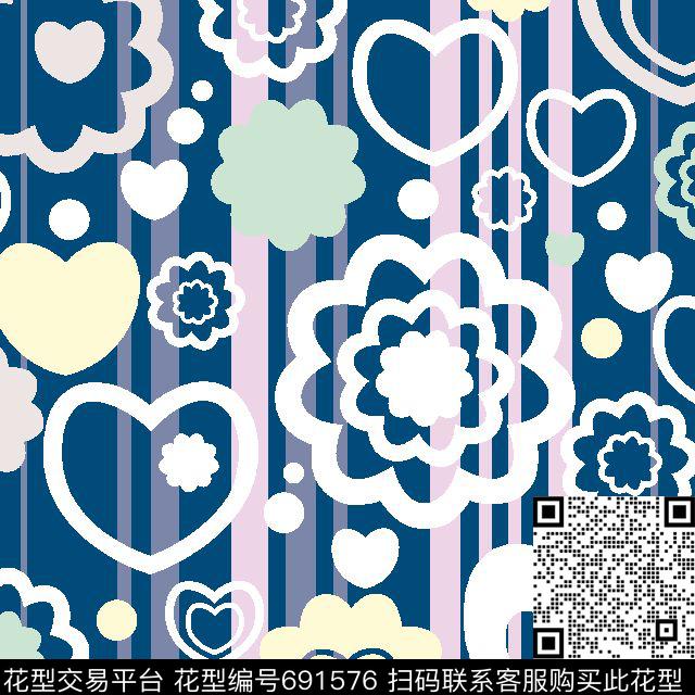 20.tif - 691576 - 爱心 线条 雪花 - 传统印花花型 － 女装花型设计 － 瓦栏