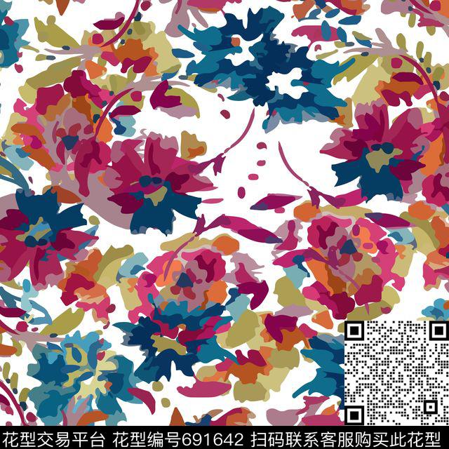 花卉3.jpg - 691642 - 花卉 - 数码印花花型 － 方巾花型设计 － 瓦栏
