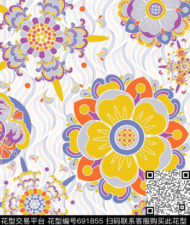 1.tif - 691855 - 花卉 - 数码印花花型 － 床品花型设计 － 瓦栏