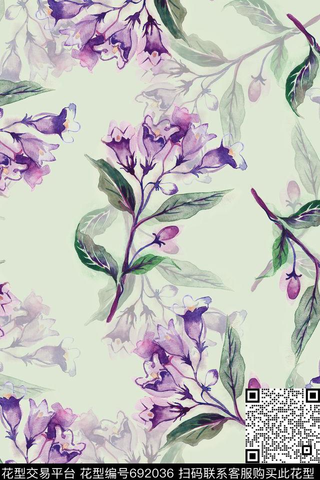 手绘花卉野花数码印花花型下载（图片编号: 692036） - 瓦栏（Walan）
