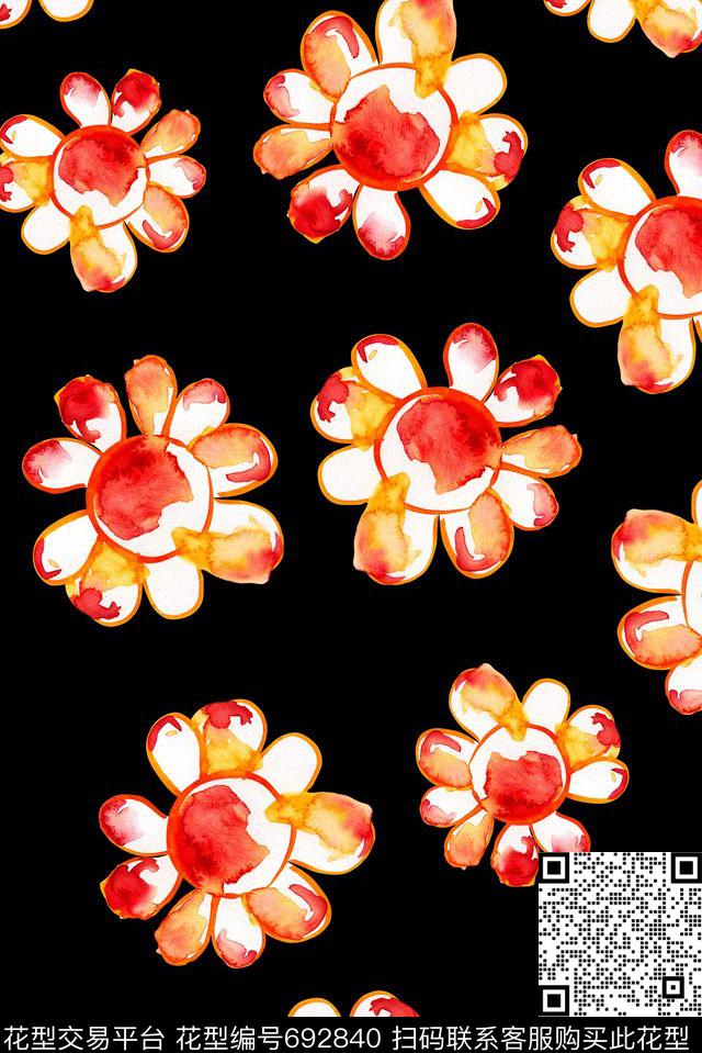 大花花卉太阳花数码印花花型下载（图片编号: 692840） - 瓦栏（Walan）