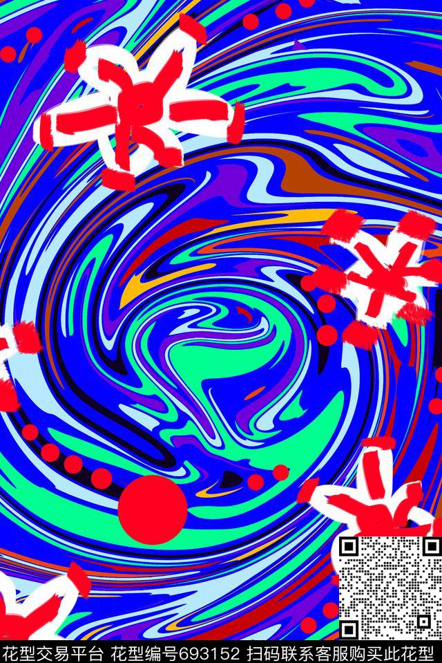 抽象迷幻流行时尚原创手绘传统印花花型下载（图片编号: 693152） - 瓦栏（Walan）