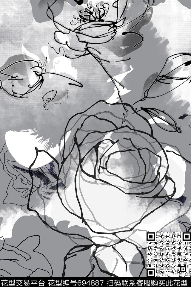 定制数码印花花型下载（图片编号: 694887） - 瓦栏（Walan）