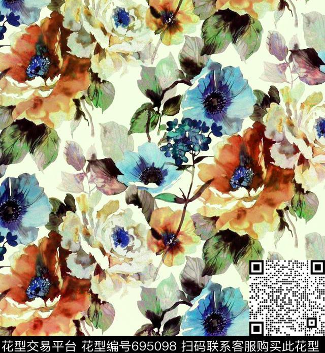 0816油画花卉-2.jpg - 695098 - 水彩花卉 手绘水墨花卉 - 数码印花花型 － 女装花型设计 － 瓦栏