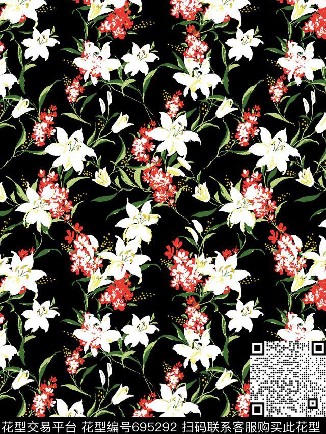 SAWFG009-1.jpg - 695292 - 花卉 手绘 小碎花 - 传统印花花型 － 女装花型设计 － 瓦栏