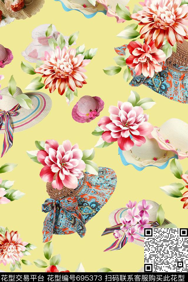 20160816#.jpg - 695373 - 大花 花卉 帽子 - 数码印花花型 － 女装花型设计 － 瓦栏
