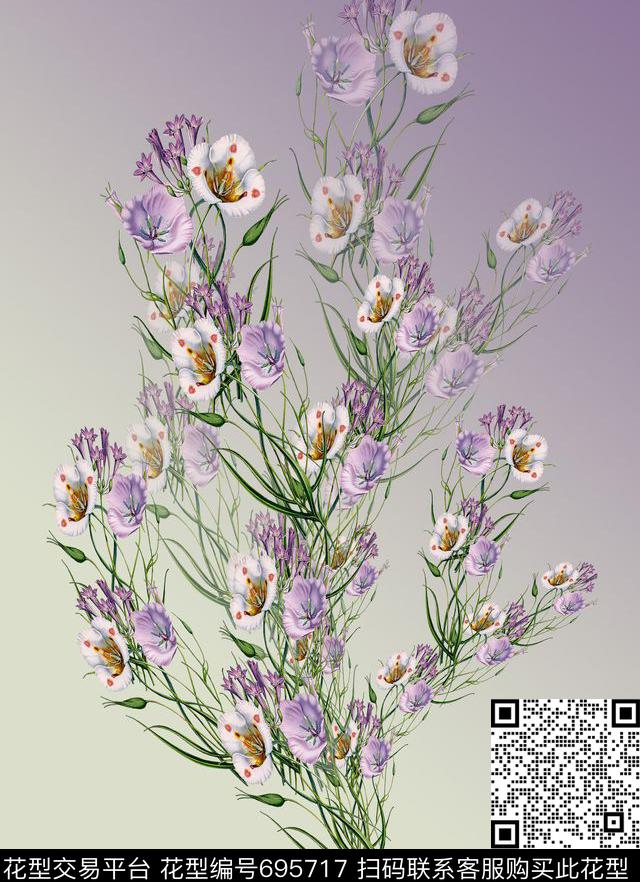 定位花卉创意花卉花朵数码印花花型下载（图片编号: 695717） - 瓦栏（Walan）